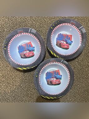 Disney Cars Kids Dinner Bowls - Red & Blue Design, Set of 3